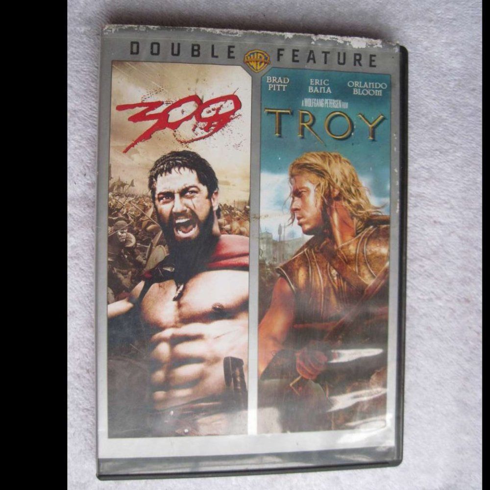 300 & Troy Set Butler Bloom Pitt Gana Widescreen Features DVD Movie Bundle for$3